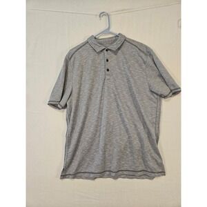 Tommy Bahama Mens XL Grey White Micro Stripe Tencel Blend Polo Shirt #2378